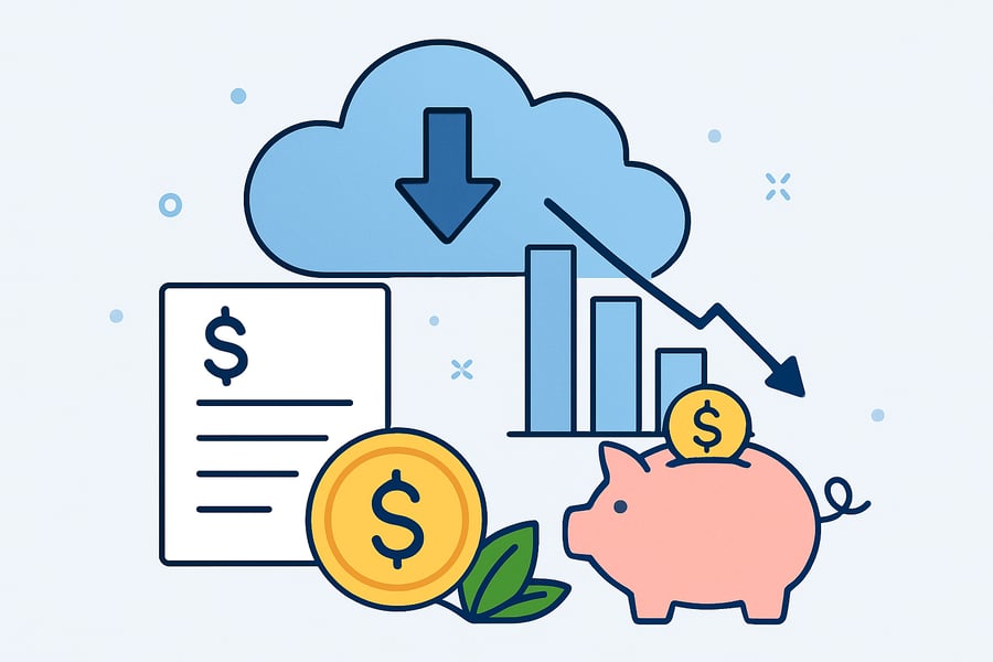 Cloud bill reduction and savings illustration